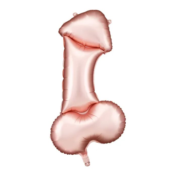 Folieballong penis i rosa guld - 55,5x112 cm