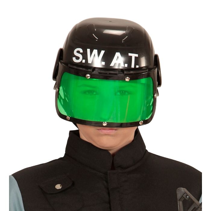 SWAT barnhjälm med grönt visir