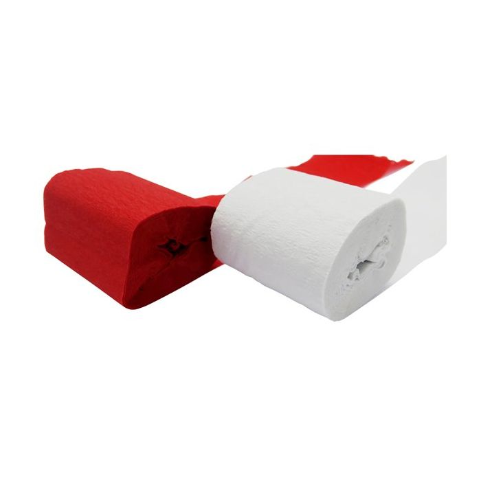 Crepe Rullar Vit och Röd 2x - 10 m