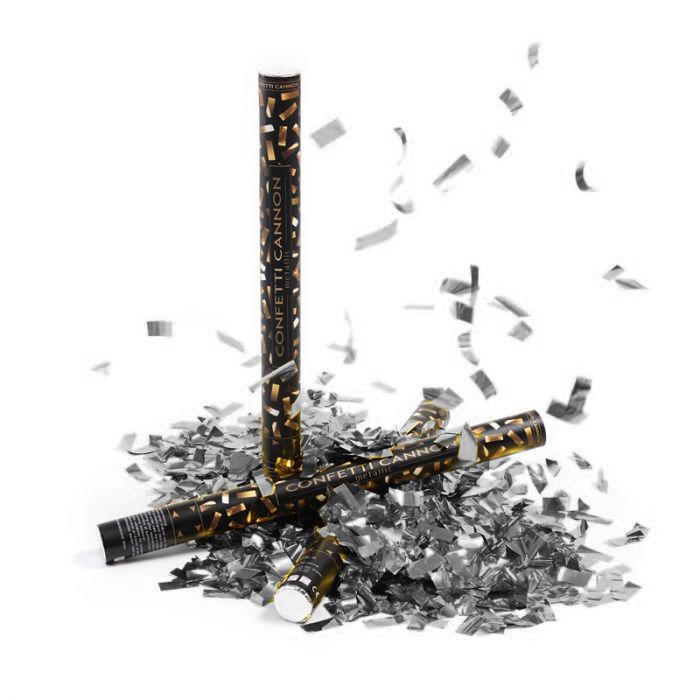 Silver konfettirör 60 cm PartyVikings - Metallic Rektangulär
