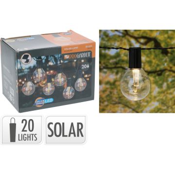 Solcells ljusslinga med 20 LED-lampor och klara glödlampor