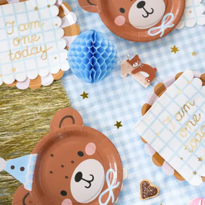 Teddybjörns pappers tallrikar 6x - 21x23 cm