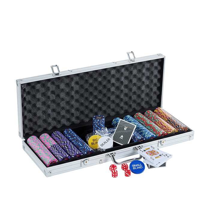 Pokerset 500 Royal Flush chips 14g. aluminiumväska high stakes PartyVikings 