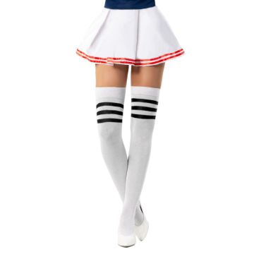 Cheerleader knästrumpor one-size vit och svart