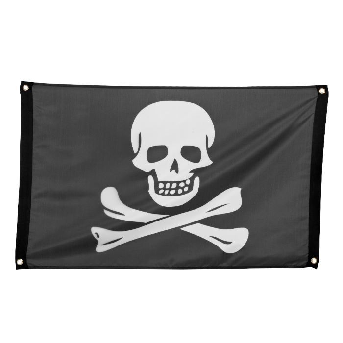 Svart piratbanner med dödskalle - 90x60 cm