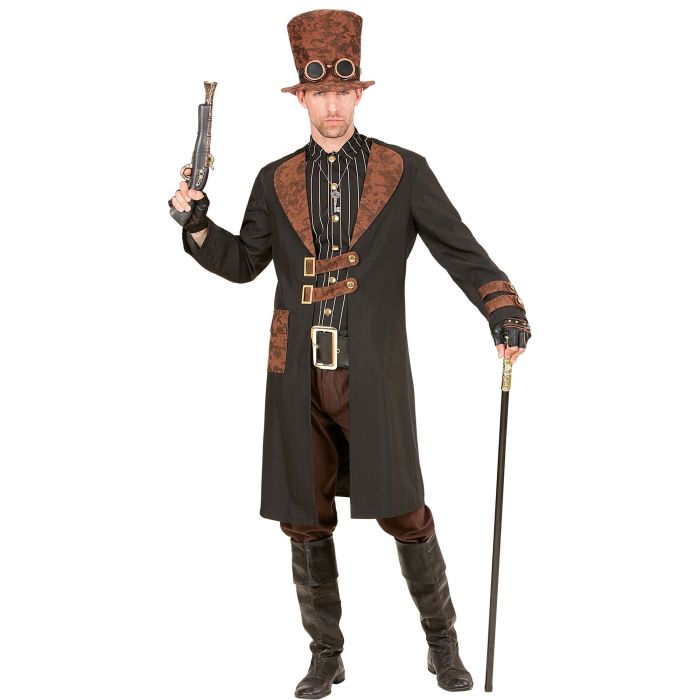 Steampunk kostym med kappa och hatt