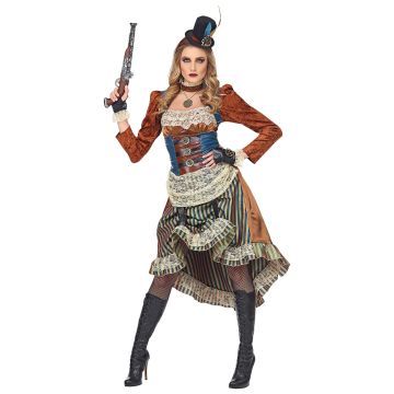 Steampunk klänning med choker och Handskar