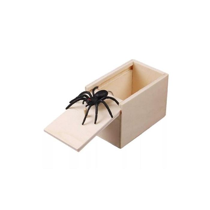 Spindel Prank Box i trälåda
