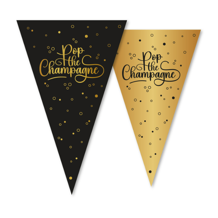 Nyårs flaggkuirlande Pop the Champagne - 10 meter