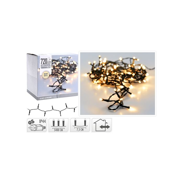 LED-ljuskedja 720 LED varm vit med kontakt - 54 m