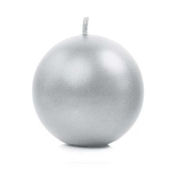 Runda Metallic Silver Stearinlys 10x - 6 cm
