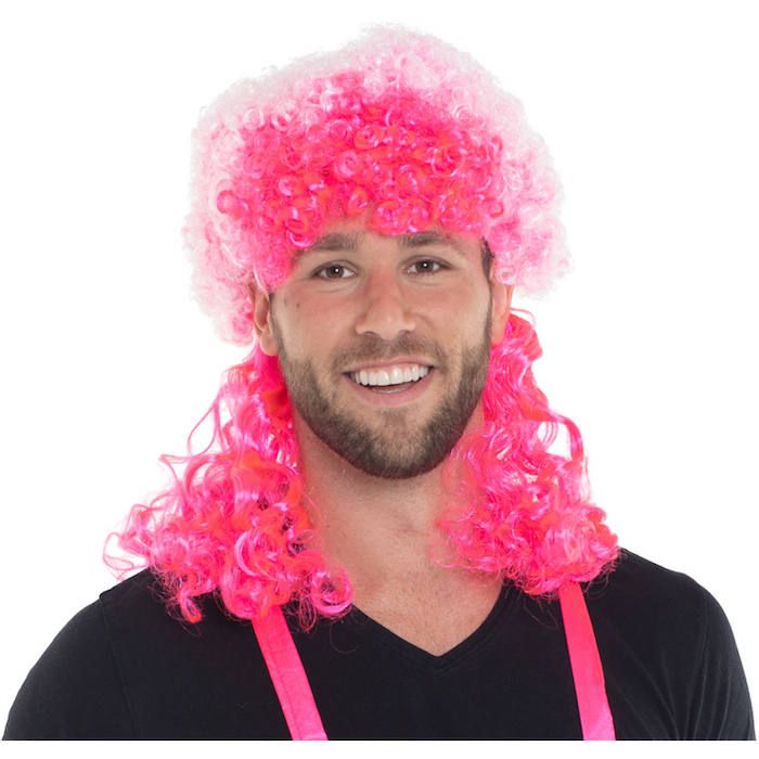 Neon rosa afroperuk med lockar