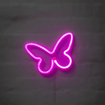 Fjäril neon LED skylt - 16x23 cm