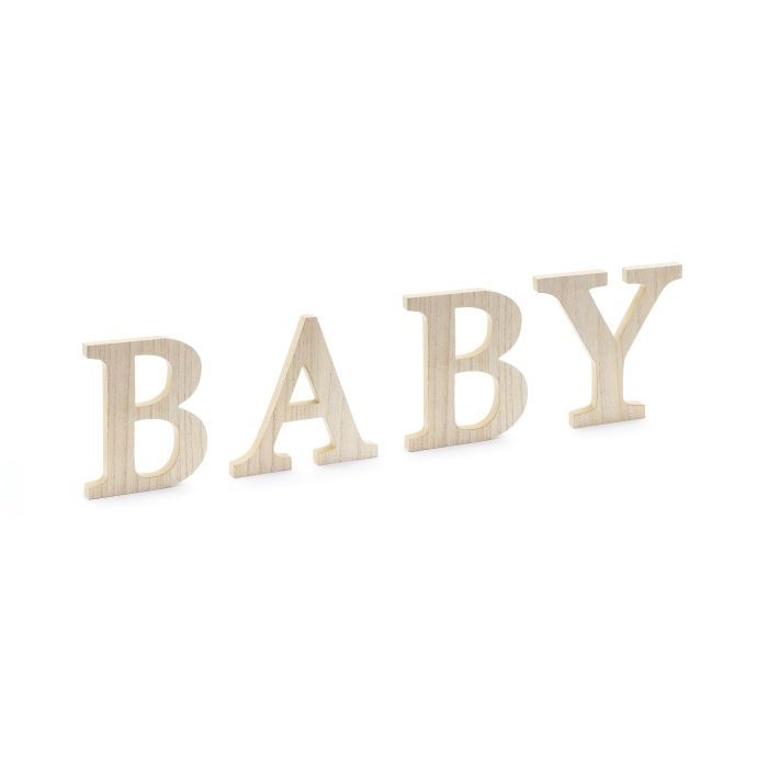 Baby bokstavsdekoration i trä - 16,5-21,5x19,5 cm
