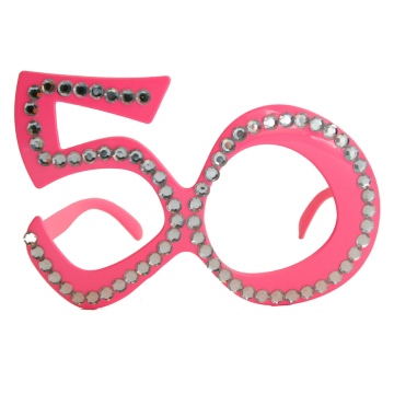 50 års glasögon rosa med diamanter - onesize
