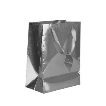 Presentpåse med handtag i silverfolie 23x17,5 cm