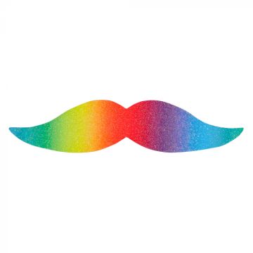 Regnbåge neonfärgad moustache 6x - onesize