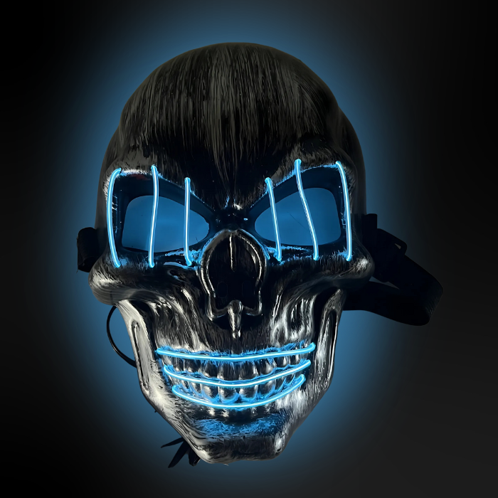 Läskig halloween LED-mask - Skalle med blå ögon och mun
