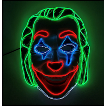 Uhyggelig klovne LED Joker mask med grönt hår