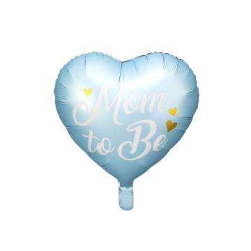 Ljusblå babyshower hjärta foliekula med vit text - 35 cm