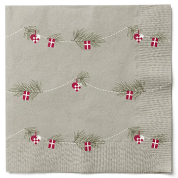 Servetter med julhjärtan och dannebrog 20x - 33x33 cm