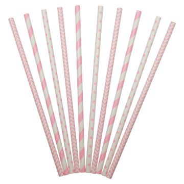 Papperssugrör rosa mix 24x