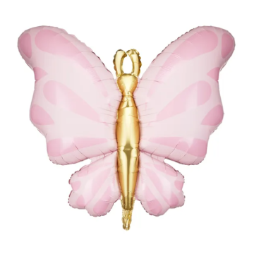 Fjärilsfolieballong rosa - 69x69 cm