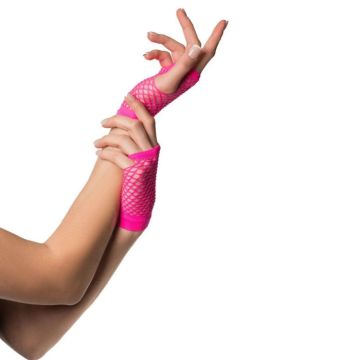 Korta fingerlösa handskar one-size för kvinnor neon rosa