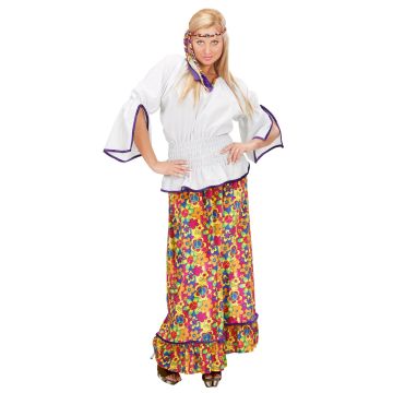 Hippiekostym för damer med lång blommig kjol
