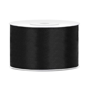 Svart satinband - 38 mm x 25 m
