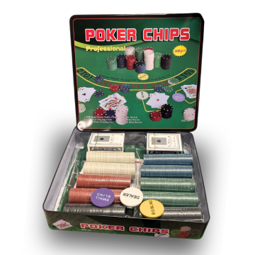 Pokersats m. 500 chips, pokerduk, mm.