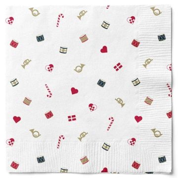 Servetter med julmotiv vit - 33x33 cm