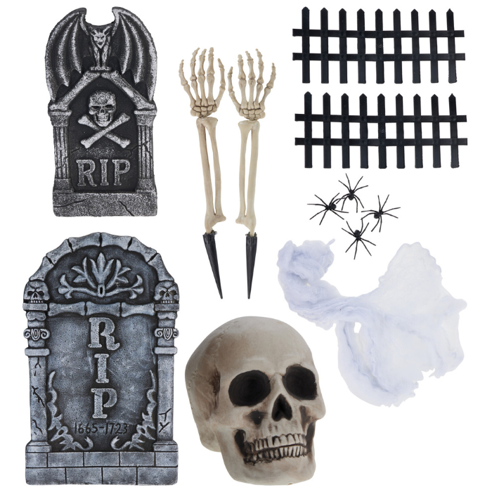 Halloween gravgårds dekoreringsset 14 delar