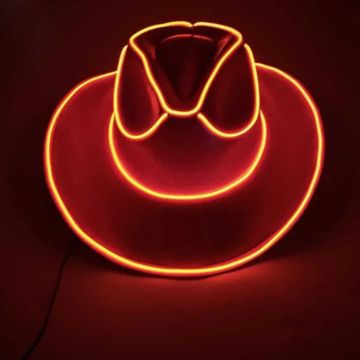 Rolig cowboy rave-hatt med LED Orange