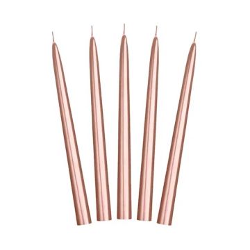 Spetsljus Metallic Rose Gold Stearinljus 10x - 24 cm