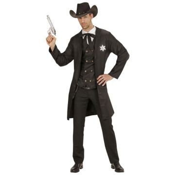 Cowboy sheriffkostym med kappa - 4 delar