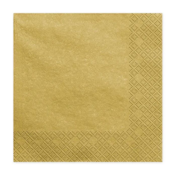 Servetter 3-lager guld 20x - 33x33 cm