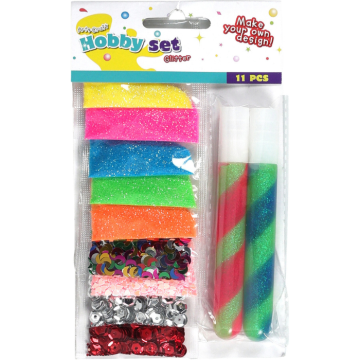 Glitter hobby set med lim och glitter