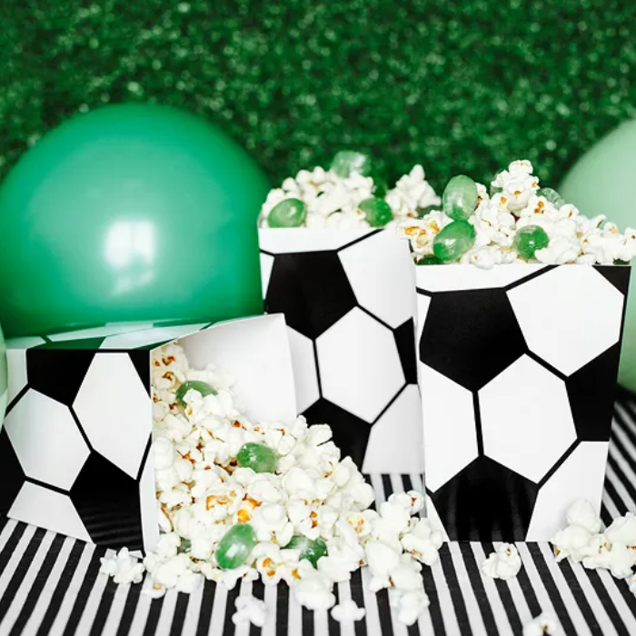 Popcornbägare med fotbollsmotiv 6x - 7x7x12 cm