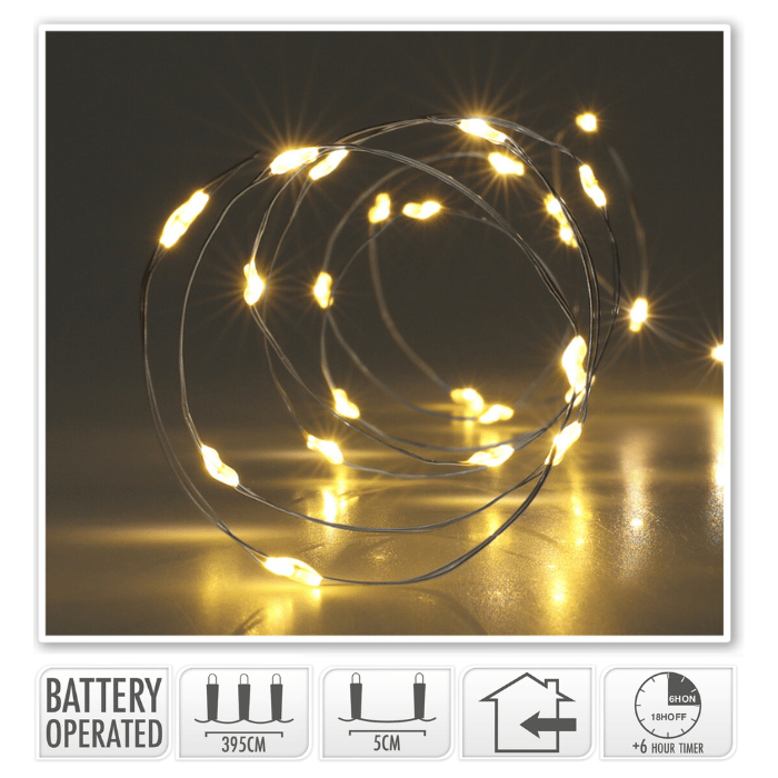 LED-ljusslinga tråd 80 LED varm vit - 395 cm