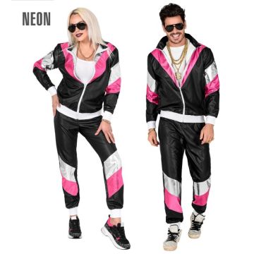 Svart Läderlook Retro Träningsdräkt - 2 delar