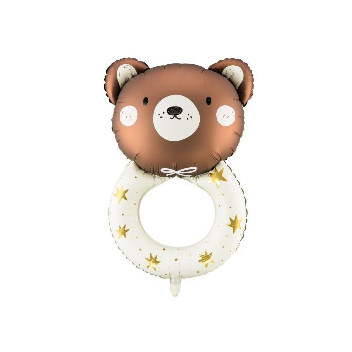 Bamse baby rangle folieballong med guldstjärna - 88x61 cm