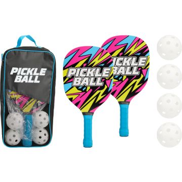 Pickleballset med 2 racketar och 4 bollar