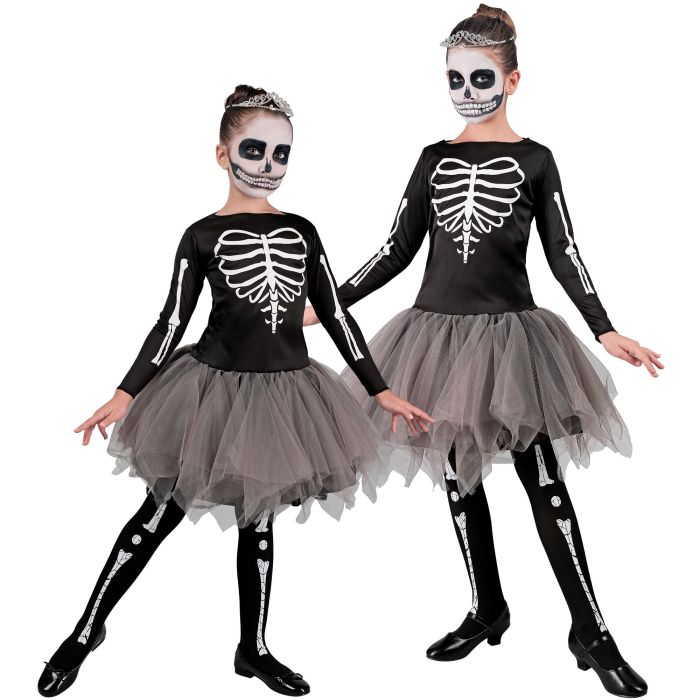 Ballerina skelettkostym för flickor