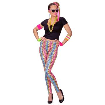 80-tals regnbågsfärgade leopard leggings