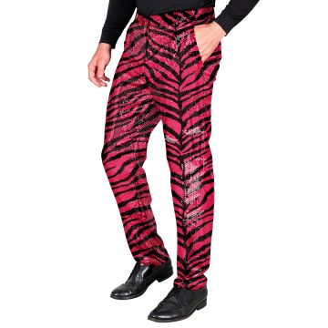 Zebra-paljettbyxor för herr i pink