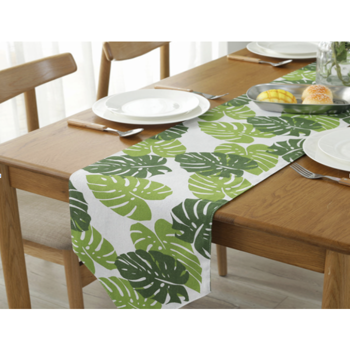 Bordsduk med monstera blad - 30x183 cm