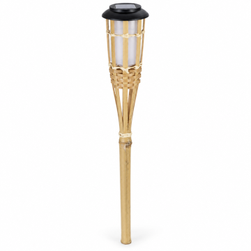 Solcellfackla i bambu med flammande effekt 54 cm