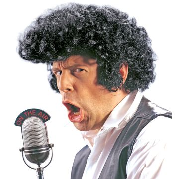 Rock'n'roll svart lockig peruk - onesize