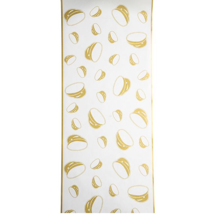 Bordslöpare vit och guld med studentmössa motiv 30 cm x 5 m